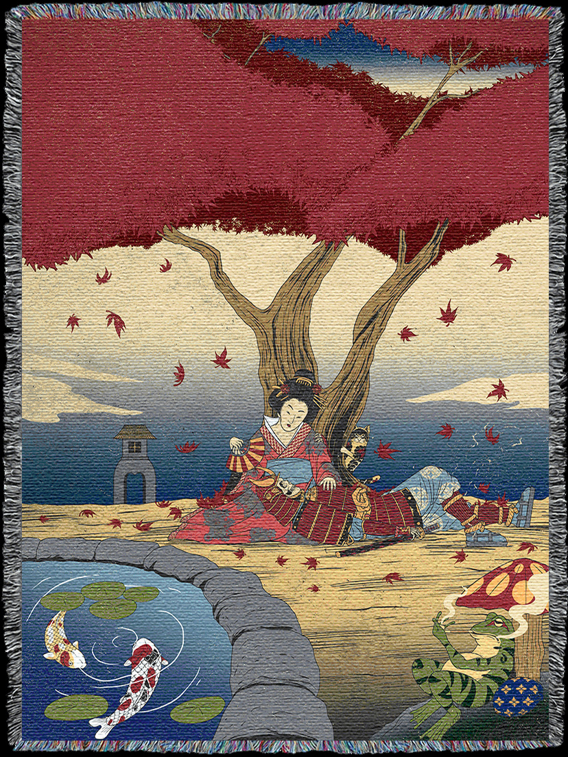 Art Cosmos Geisha's Dream Woven Cotton Blanket