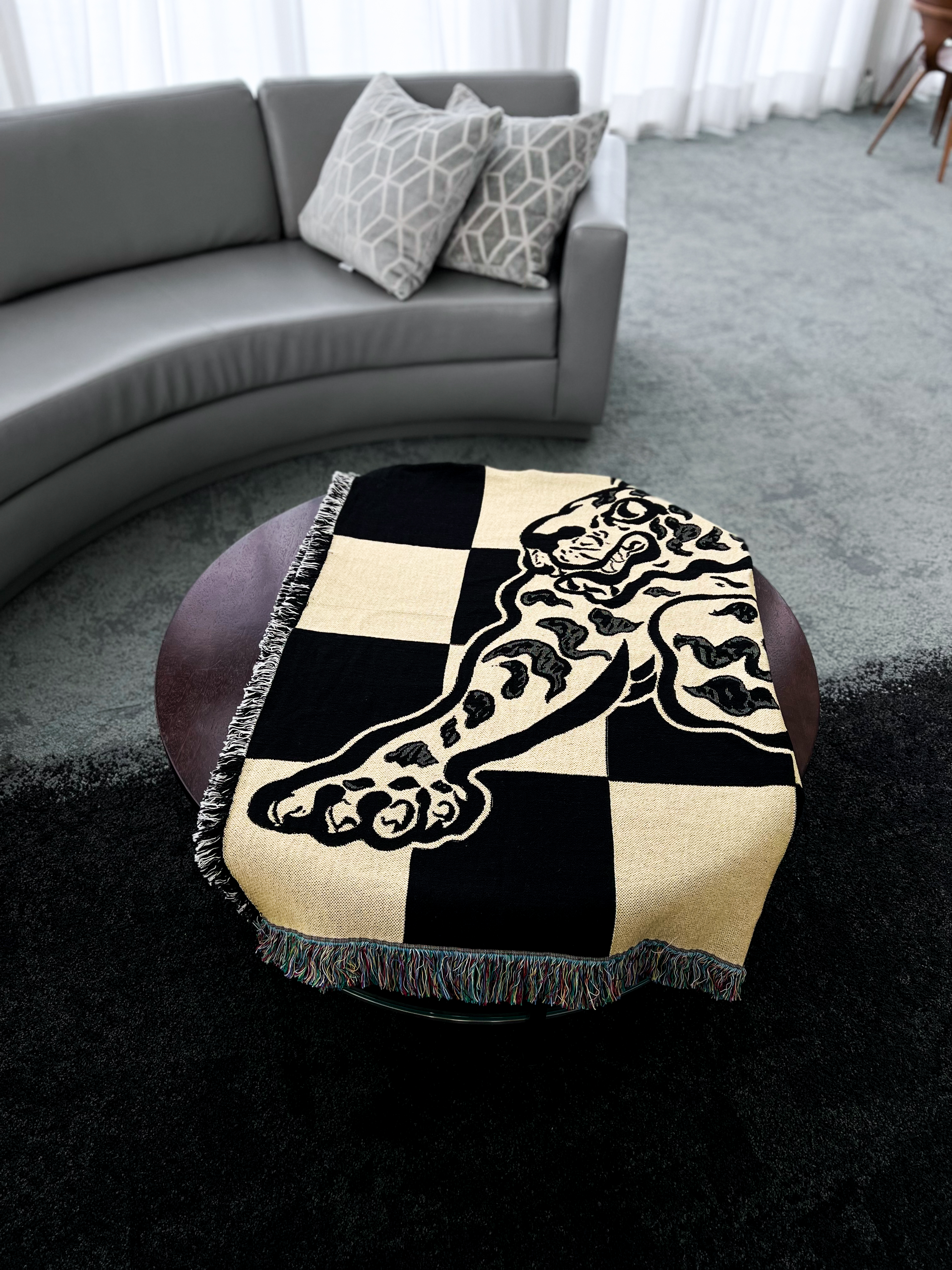Art Cosmos Tiger's Chessboard Woven Cotton Blanket